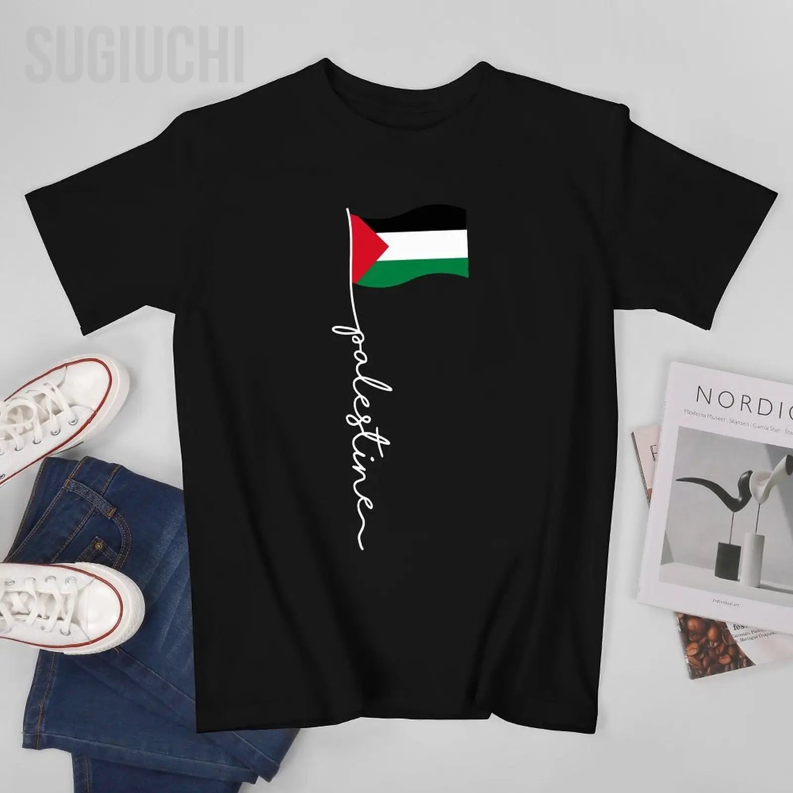 Palästina Flaggen T-Shirt – Unisex Baumwollshirt mit Print | Kurzarm Rundhals