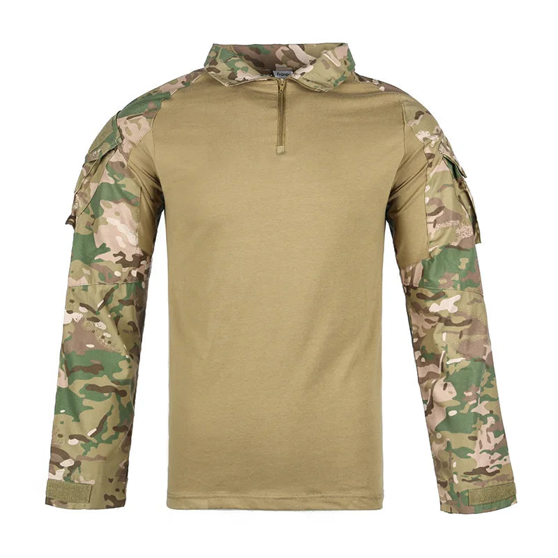 Taktisches Langarm Camouflage Shirt – Herren Outdoor Hunting & Hiking T-Shirt – Atmungsaktiv für Trekking, Airsoft & Camping