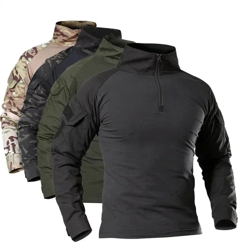 Taktisches Langarm Camouflage Shirt – Herren Outdoor Hunting & Hiking T-Shirt – Atmungsaktiv für Trekking, Airsoft & Camping