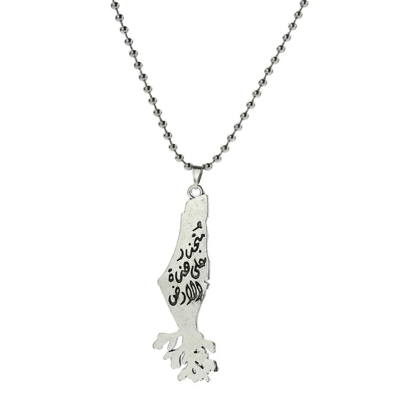 Palästina Karten-Anhänger Halskette – Unisex Kette mit Flaggenmotiv
