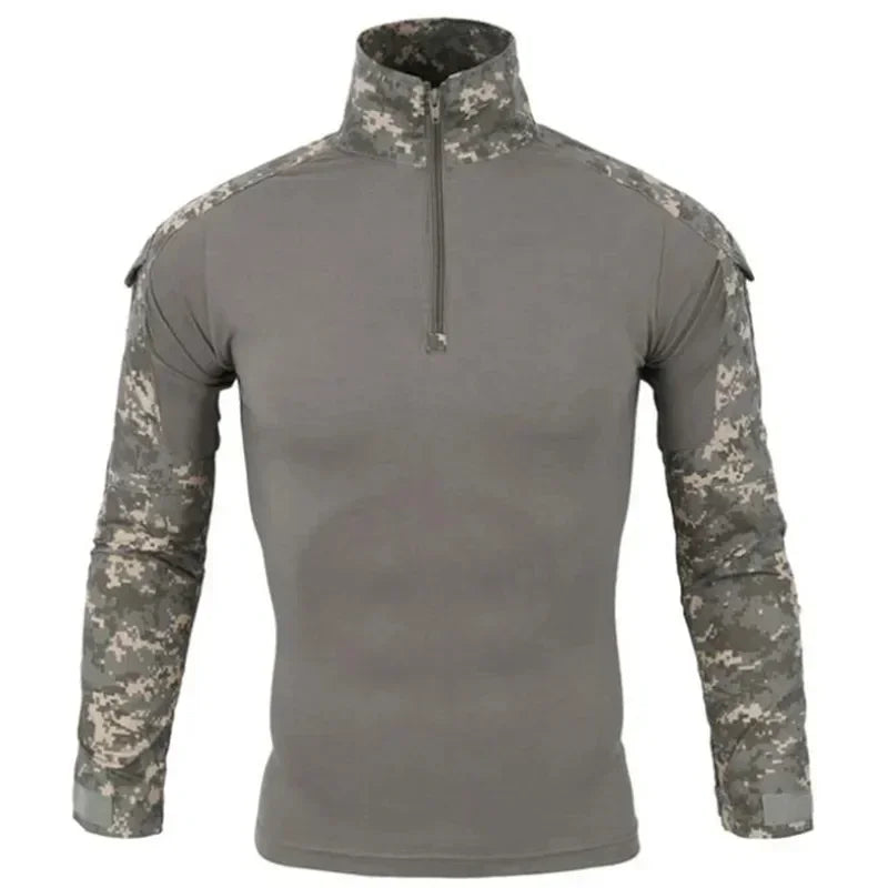 Taktisches Langarm Camouflage Shirt – Herren Outdoor Hunting & Hiking T-Shirt – Atmungsaktiv für Trekking, Airsoft & Camping