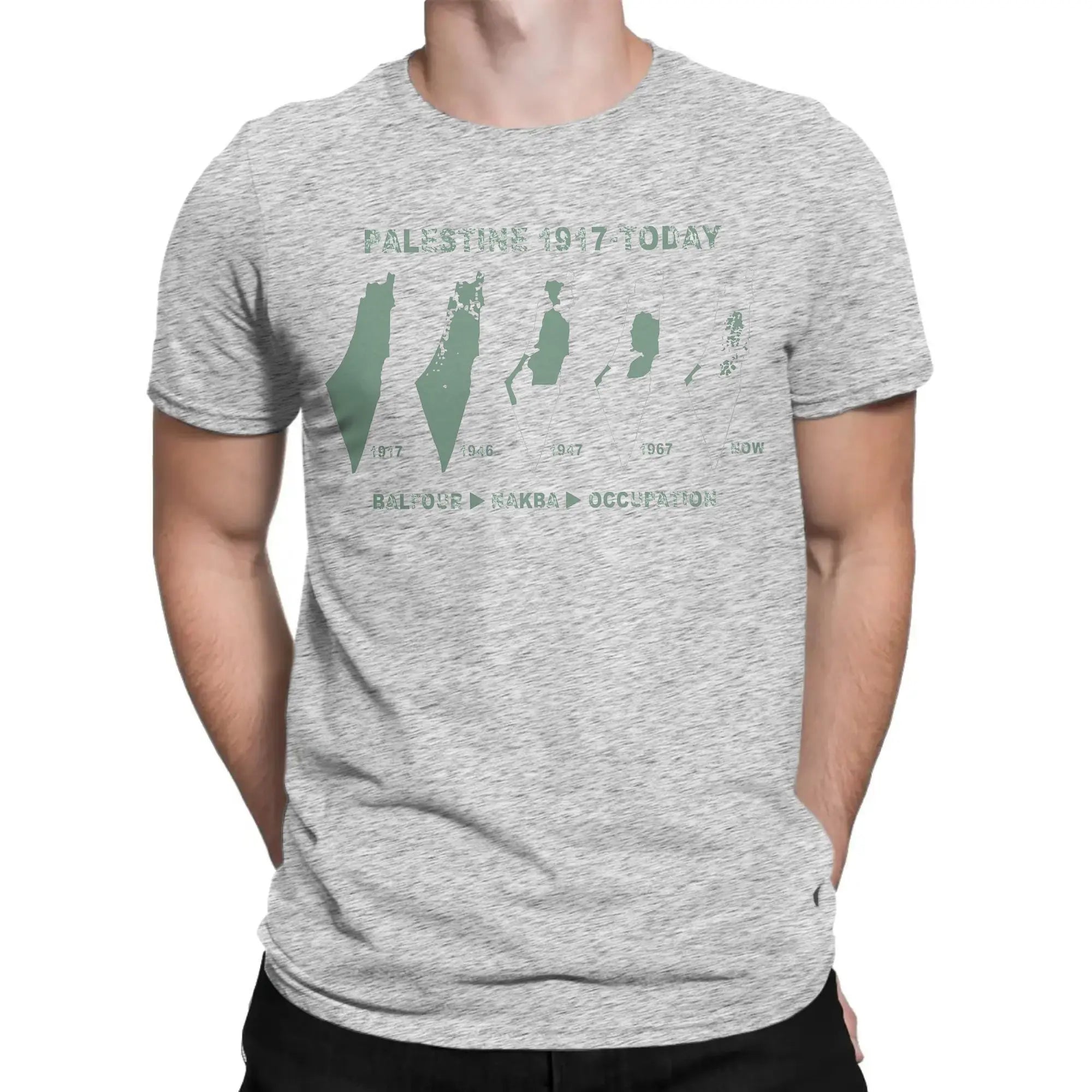 Palästina Herren T-Shirt aus 100 % Baumwolle – Landkarten-Print – Oversize Kurzarm Shirt