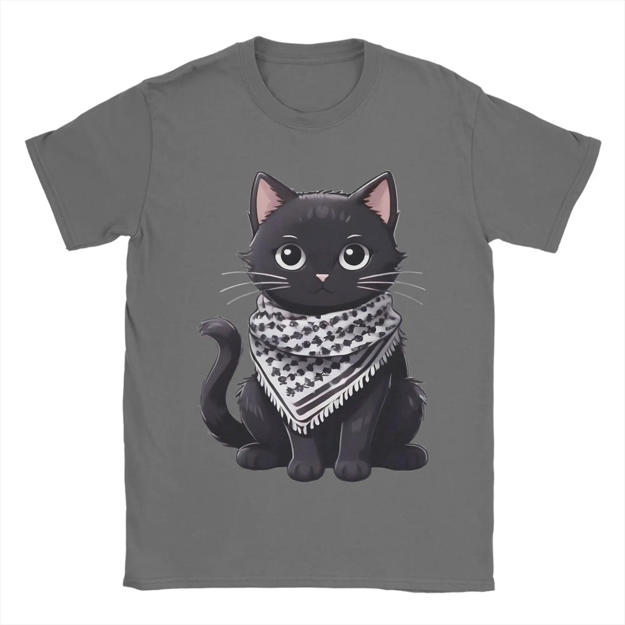 Palästina Katzen T-Shirt mit Kufiya-Motiv – Herren Baumwollshirt | Kurzarm Casual Tee