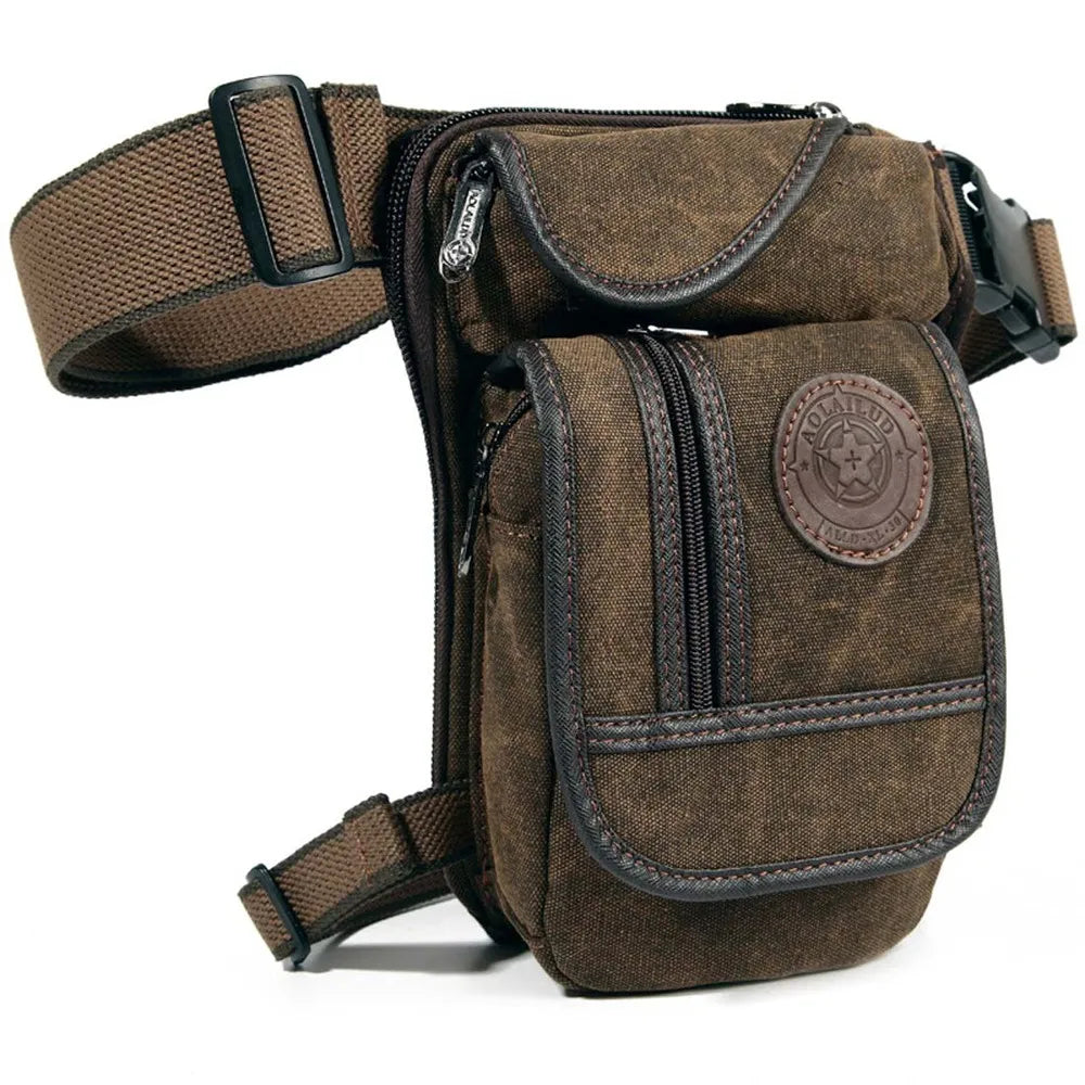 Herren Bein- & Hüfttasche – Tactical Drop Leg Bag aus Canvas oder Nylon – Motorrad-, Outdoor- & Gürteltasche