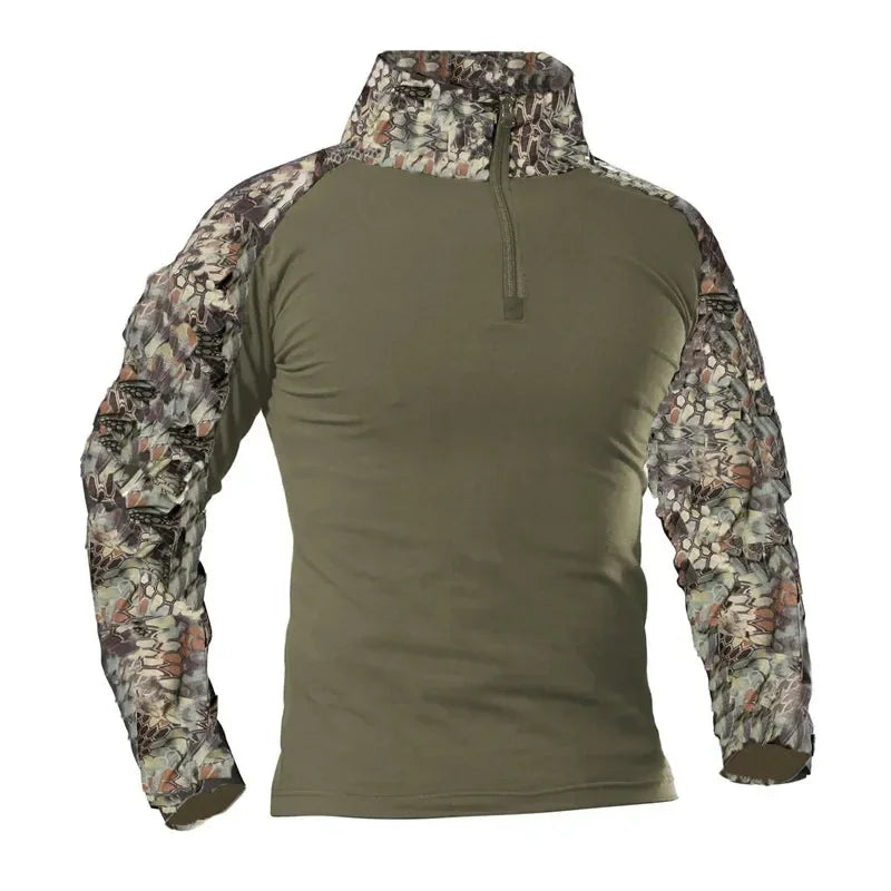 Taktisches Langarm Camouflage Shirt – Herren Outdoor Hunting & Hiking T-Shirt – Atmungsaktiv für Trekking, Airsoft & Camping