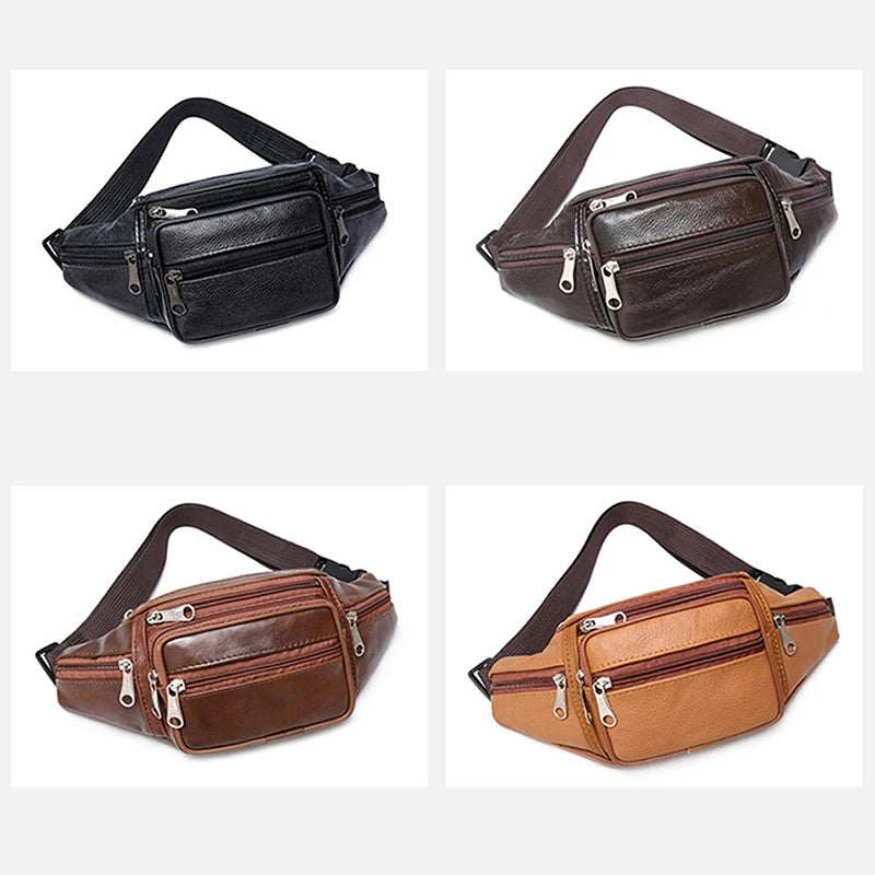 Herren Bauchtasche aus PU-Leder – Modische Gürteltasche mit verstellbarem Hüftgurt – 30 × 10 × 13 cm