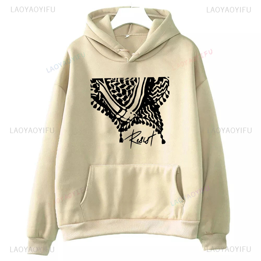 Palästina Hoodie mit Kufiya-Motiv – Warmer Unisex Kapuzenpullover für Damen & Herren