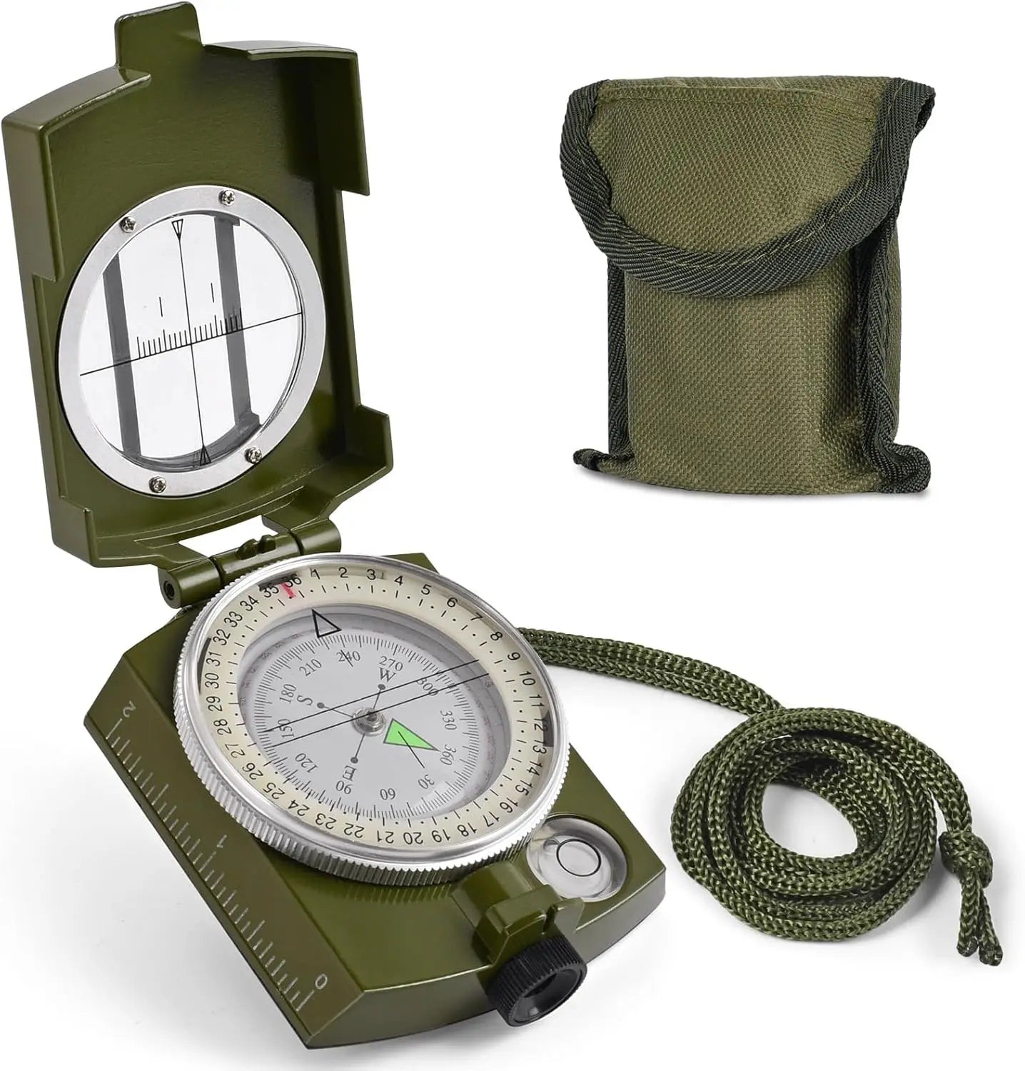 Militär-Kompass aus Metall – Wasserdichter Survival-Kompass mit Fluoreszenzanzeige & Neigungsmesser