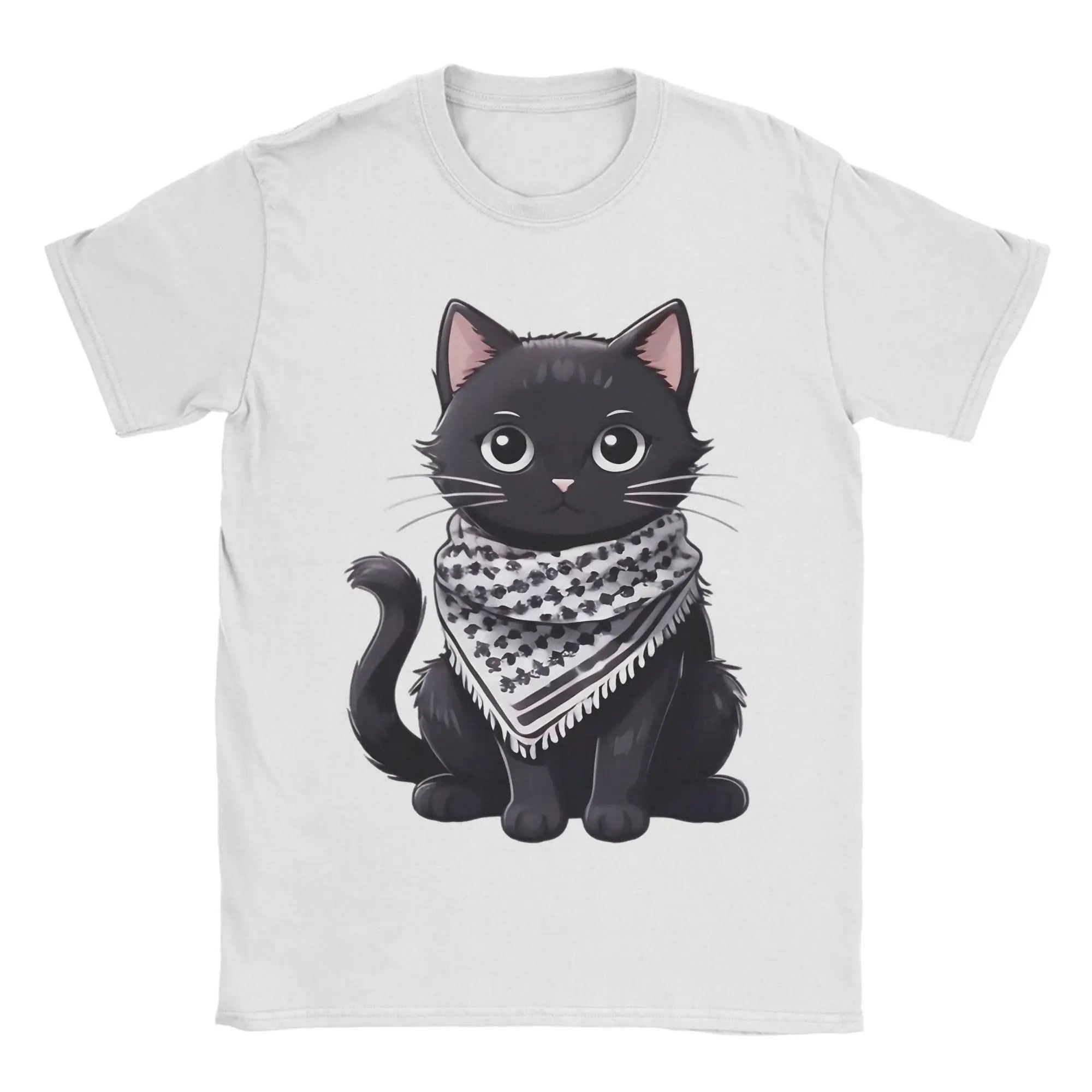 Palästina Katzen T-Shirt mit Kufiya-Motiv – Herren Baumwollshirt | Kurzarm Casual Tee