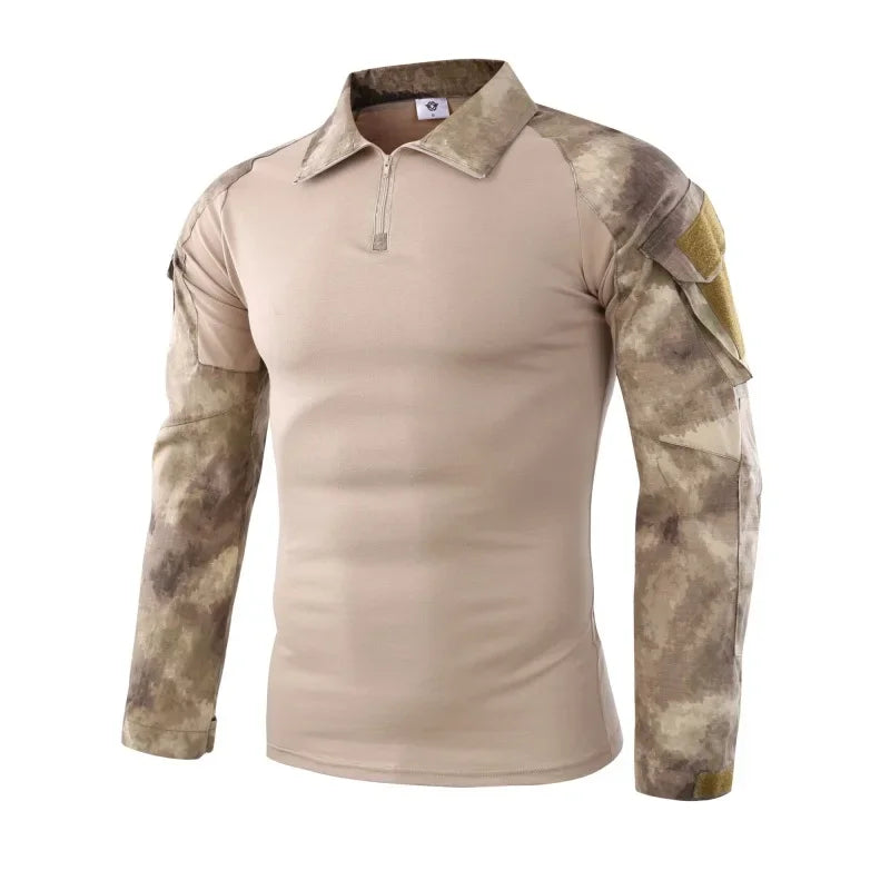 Taktisches Langarm Camouflage Shirt – Herren Outdoor Hunting & Hiking T-Shirt – Atmungsaktiv für Trekking, Airsoft & Camping