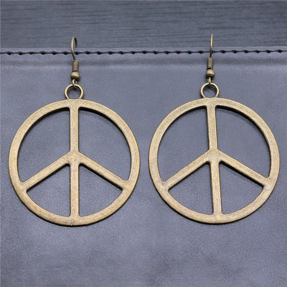 Peace Symbol Ohrringe – Vintage Hängeohrringe mit großem Peace-Zeichen für Damen
