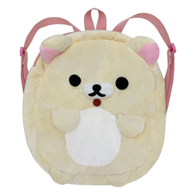 Kawaii Plüsch Bären Rucksack – Weicher Cartoon Schulrucksack für Damen, Mädchen & Kinder – 35 × 30 × 7,5 cm