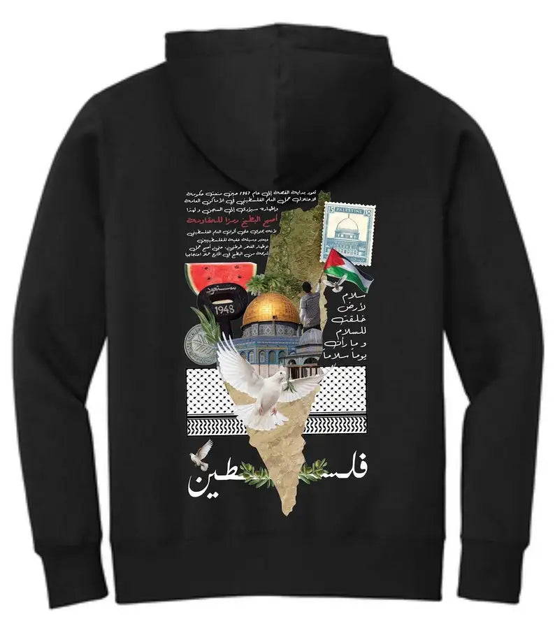 Palästina & Libanon Hoodie – Unisex Kapuzenpullover mit Flaggen- & Kalligrafie-Print
