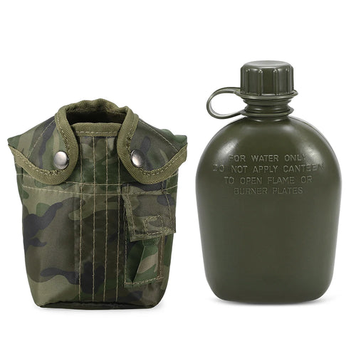 1 Liter Outdoor Feldflasche mit Filz-Hülle – Militär Trinkflasche für Camping, Wandern & Trekking