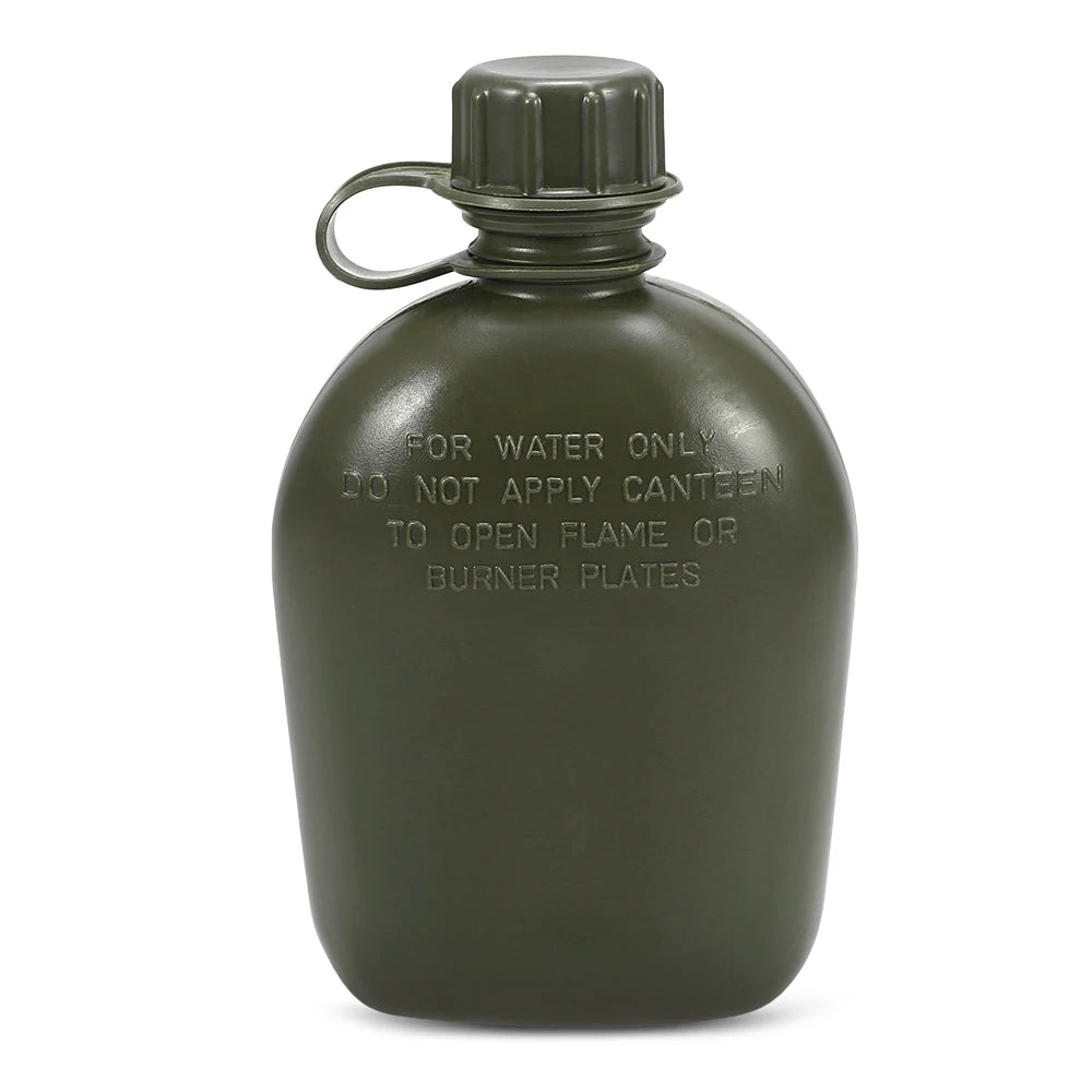 1 Liter Outdoor Feldflasche mit Filz-Hülle – Militär Trinkflasche für Camping, Wandern & Trekking