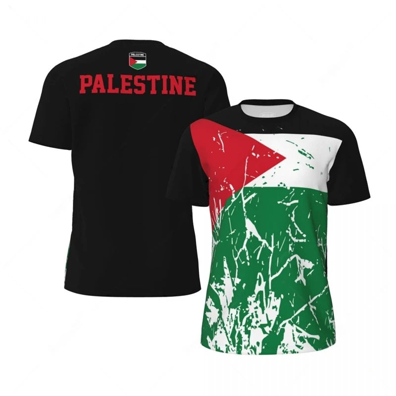 Palästina Fußball T-Shirt mit Flaggenmotiv – Atmungsaktives Unisex 3D-Print Jersey