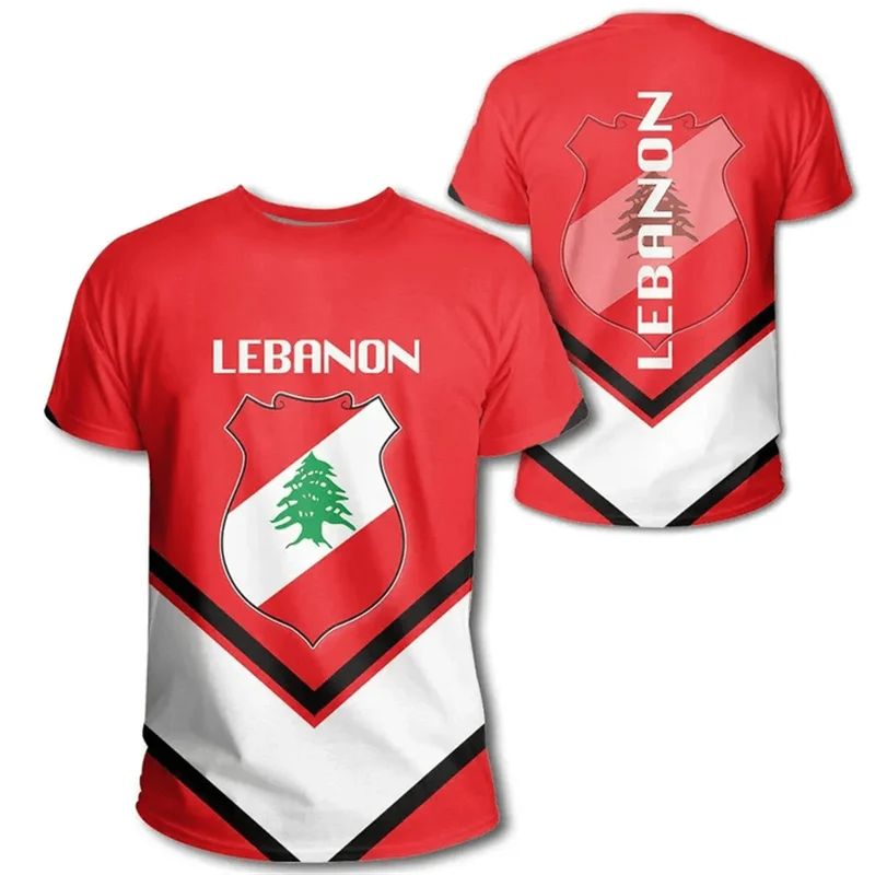Libanon Flaggen T-Shirt – Camouflage Herren Shirt mit 3D-Print | Kurzarm Unisex