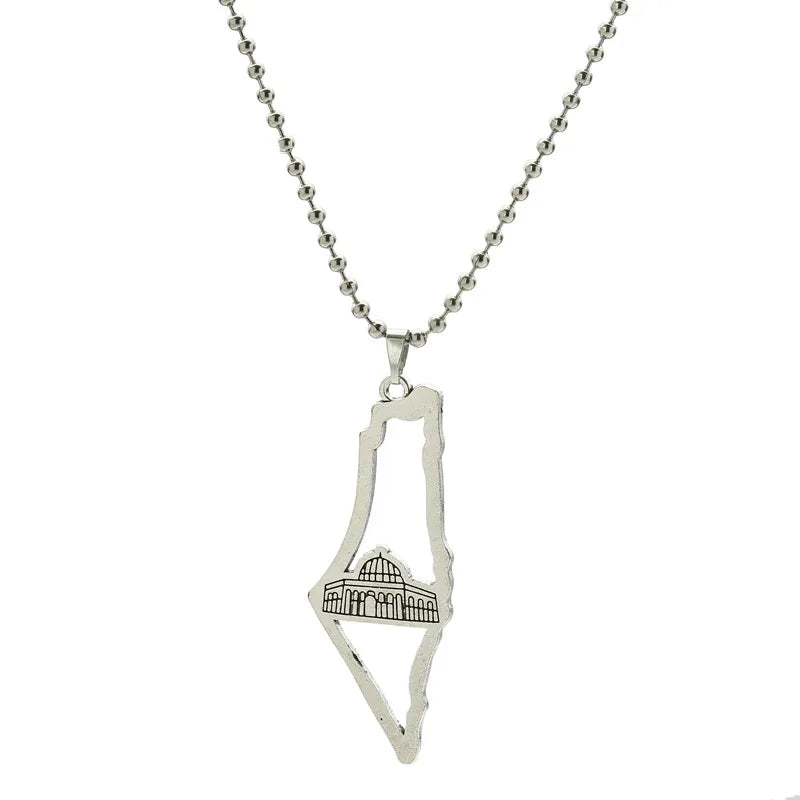 Palästina Karten-Anhänger Halskette – Unisex Kette mit Flaggenmotiv