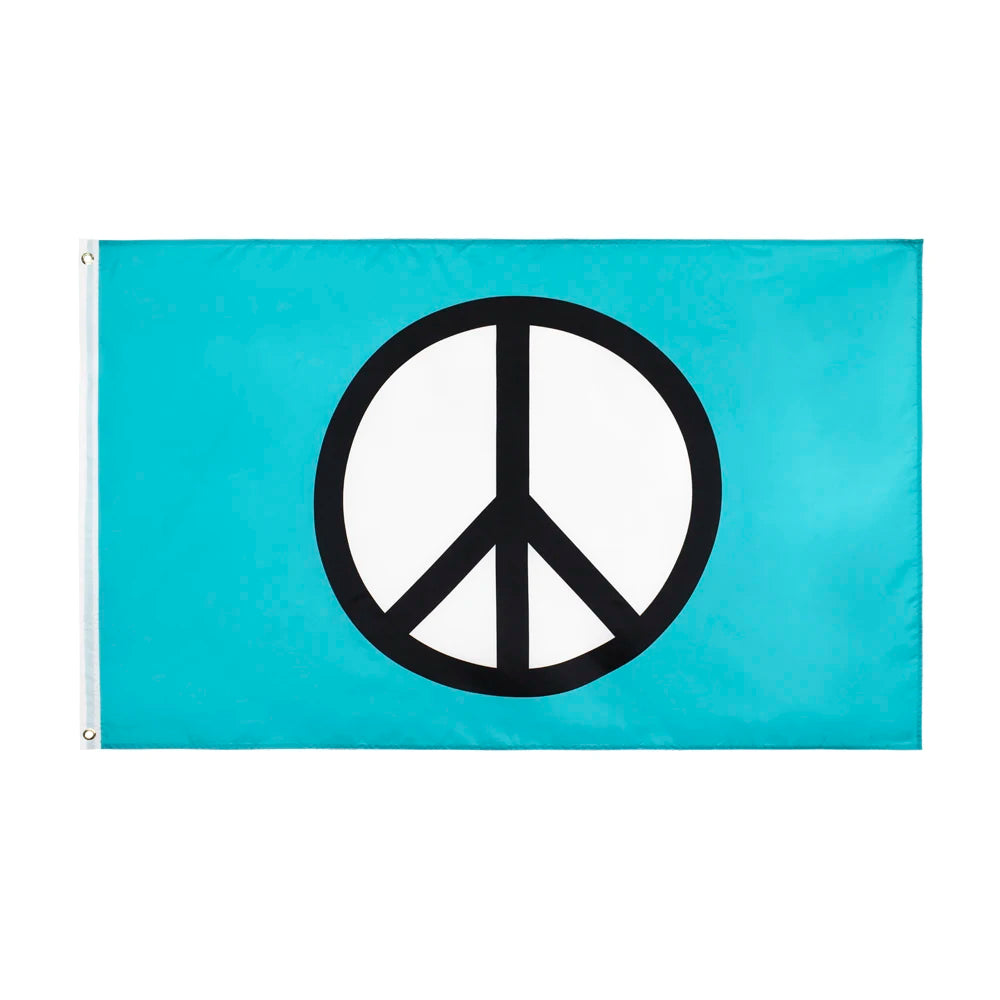 Peace Symbol Rasta Flagge 90 × 150 cm – Dekoflagge aus Polyester mit Friedenssymbol